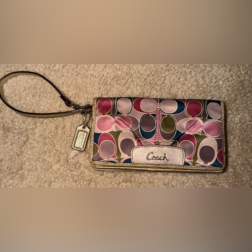 2pc Limited Ed. Coach Multicolor Medium Signature Gallery Scarf Print Satin Tote - Picture 11 of 13